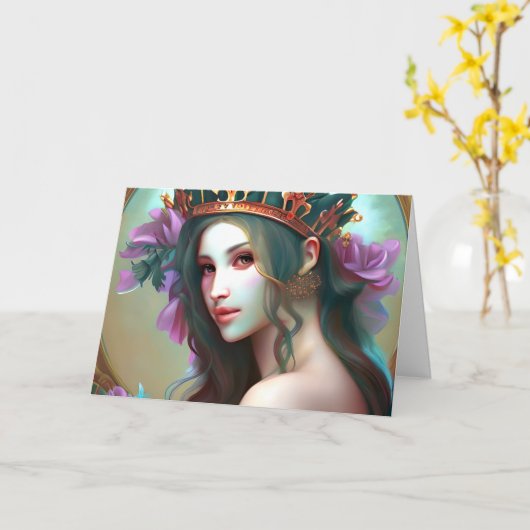 Heb een magische verjaardag |  Etherische Vrouw Kaart (Gele Bloem)