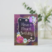 Heb een magische verjaardag kleurrijke bloemenkuns briefkaart (Staand voorkant)