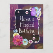 Heb een magische verjaardag kleurrijke bloemenkuns briefkaart (Voorkant)