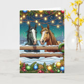 Heb een Mare-y kerst | paardenwoordspeling Kaart (Gele Bloem)