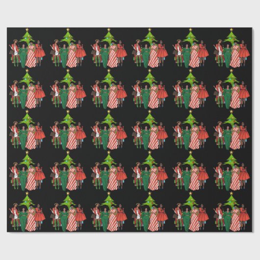 Heb een Melanin-kerst-zwart meisje met een magisch Cadeaupapier (Vlak)