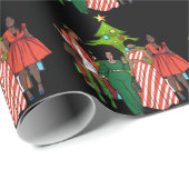 Heb een Melanin-kerst-zwart meisje met een magisch Cadeaupapier (Rol Hoek)