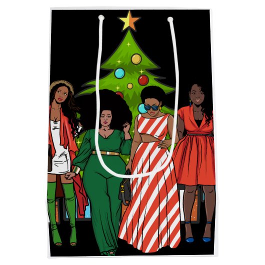 Heb een Melanin-kerst-zwart meisje met een magisch Medium Cadeauzakje (Achterkant)