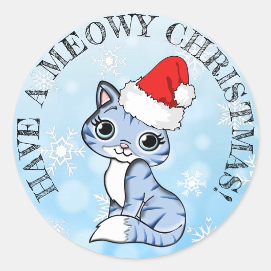 Heb een Meowy Christmas Vakantie Ronde Sticker (Voorkant)