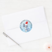 Heb een Meowy Christmas Vakantie Ronde Sticker (Envelop)