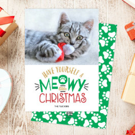 Heb een Meowy Little Christmas Pet Cat Foto Feestdagenkaart