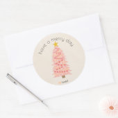 Heb een Merry Day Custom Name Roze kerstboom Ronde Sticker (Envelop)