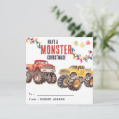 Heb een monster kerst | Monster Truck Kinder Feestdagenkaart (Staand voorkant)
