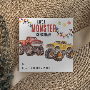 Heb een monsterlijk Kerstfeest Monster Truck Kid Feestdagenkaart