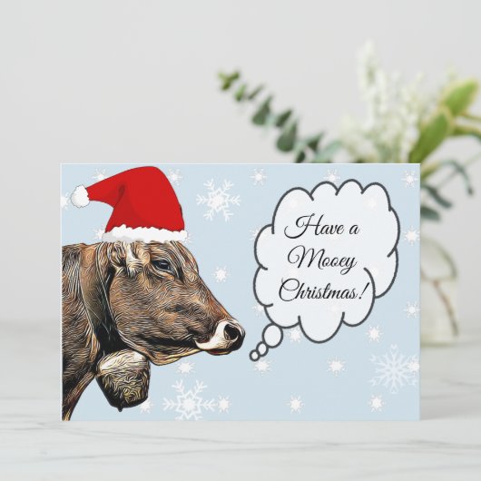 Heb een MOOey Christmas Funny Koe kerst Kaart (Staand voorkant)