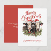 Heb een Mooey Kerst Koeien Kerstmis Kaart (Voorkant / Achterkant)