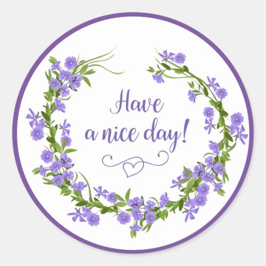 Heb een mooie dag Paarse lavenderbloemen Ronde Sticker (Voorkant)