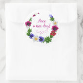 Heb een mooie dag rode Paarse witte bloemen met ad Ronde Sticker (Tas)