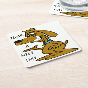 "HEB EEN NICE DAY" PUPPY DOG KARTONNEN ONDERZETTERS