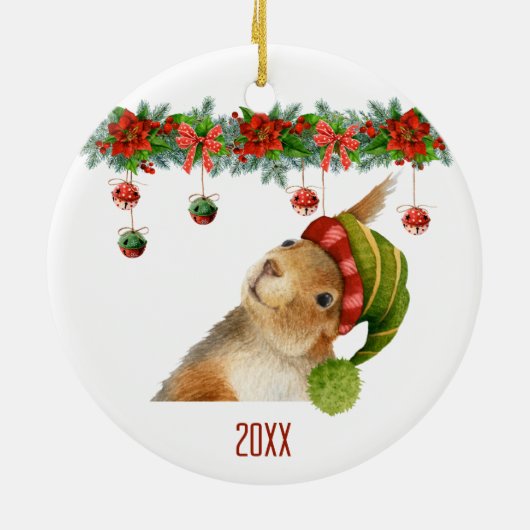 Heb een Nutty Good Christmas Squirrel Custom Year Keramisch Ornament (Achterkant)