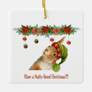 Heb een Nutty Good Christmas Squirrel Custom Year Keramisch Ornament