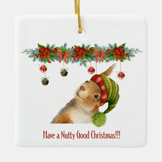 Heb een Nutty Good Christmas Squirrel Custom Year Keramisch Ornament (Voorkant)
