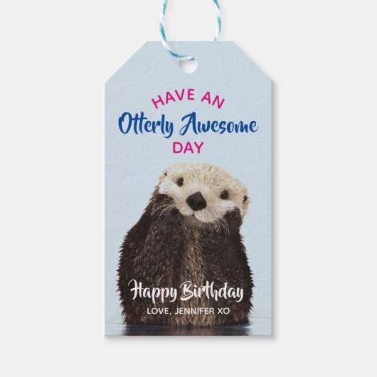 Heb een Otter Foto van de Geweldige Dag van de Sto Cadeaulabel (Voorkant)