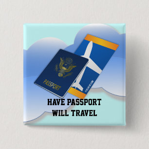 Heb een paspoort, zal reizen vierkante button 5,1 cm