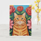 Heb een Paw-some verjaardag | Kattenthema Kaart (Gele Bloem)