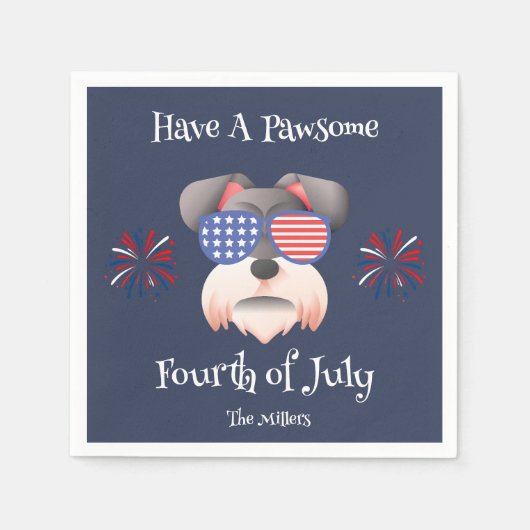 HEB EEN PAWSOME 4TH OF JULI SCHNAUZER T-SHIRT SERVET (Voorkant)