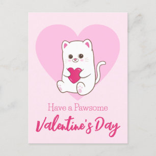 Heb een pawsome Valentijnsdag   Grappige Schattige Briefkaart