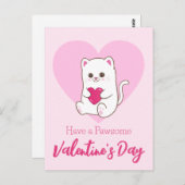 Heb een pawsome Valentijnsdag | Grappige Schattige Briefkaart (Voorkant / Achterkant)