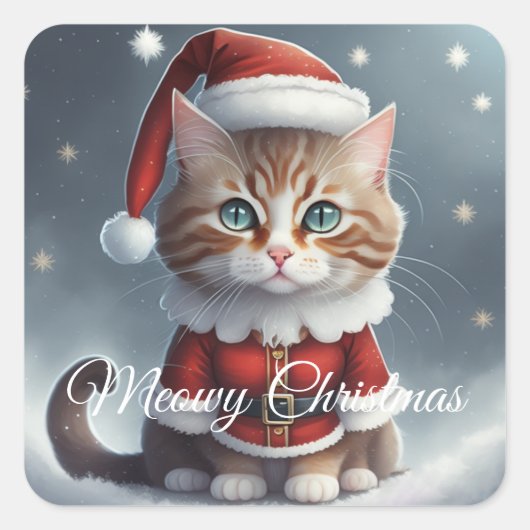 Heb een perfecte kerst ~ Miauw ^-^ Vierkante Sticker (Voorkant)