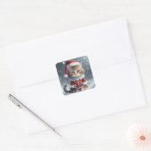 Heb een perfecte kerst ~ Miauw ^-^ Vierkante Sticker (Envelop)