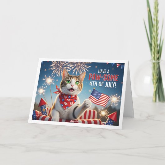 Heb een poot-sommige 4 juli - Schattigee kat Bedankkaart (Achterkant)