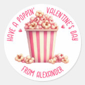 Heb een Popping Valentijnsdag Pink Popcorn Heart Ronde Sticker (Voorkant)