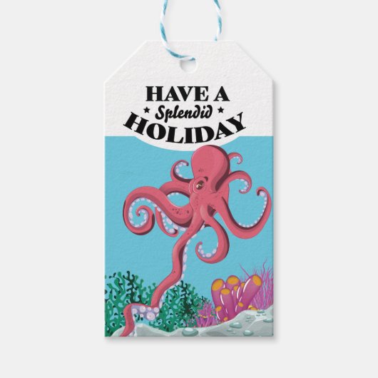 Heb een Prachtige Vakantie Inktvis Cadeaulabel (Voorkant)