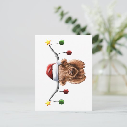 Heb een prettige kerst met Hielan Coo Briefkaart (Staand voorkant)