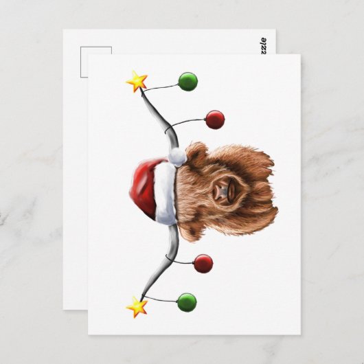 Heb een prettige kerst met Hielan Coo Briefkaart (Voorkant / Achterkant)