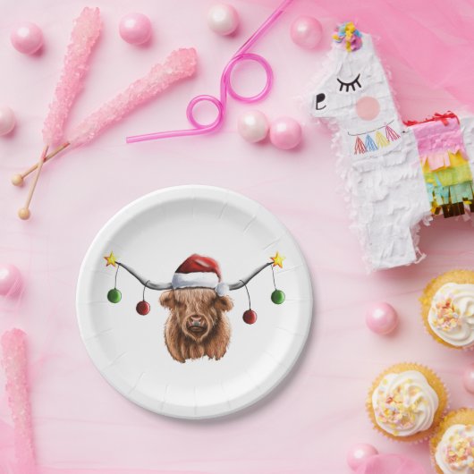 Heb een prettige kerst met Hielan Coo Papieren Bordje (Feest)