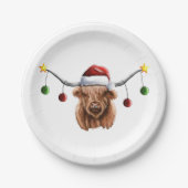 Heb een prettige kerst met Hielan Coo Papieren Bordje (Voorkant)