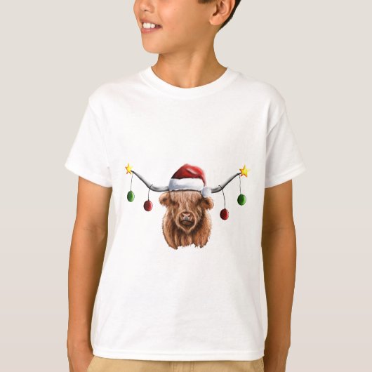 Heb een prettige kerst met Hielan Coo T-shirt (Voorkant)