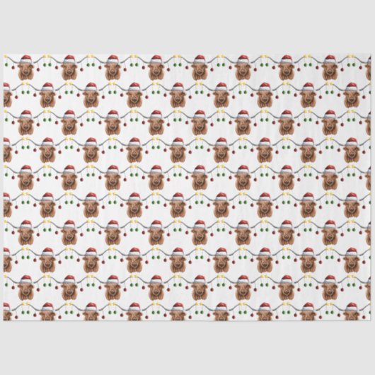 Heb een prettige kerst met Hielan Coo Tissuepapier (Voorkant)