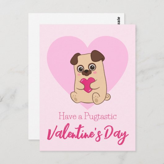 Heb een pugtastische Valentijnsdag | Grappige Scha Briefkaart (Voorkant / Achterkant)