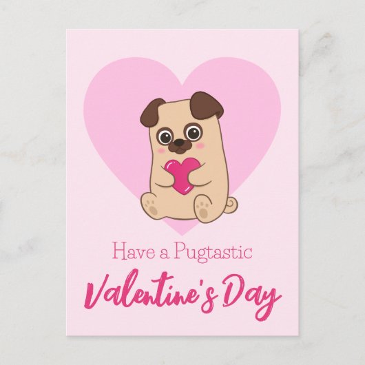 Heb een pugtastische Valentijnsdag | Grappige Scha Briefkaart (Voorkant)