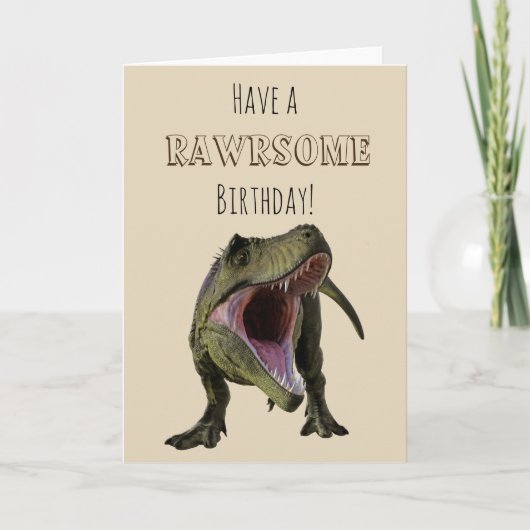 Heb een rauwe Birthday T-rex Tyrannosaurus Kaart (Voorkant)