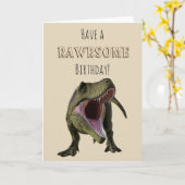 Heb een rauwe Birthday T-rex Tyrannosaurus Kaart (Gele Bloem)