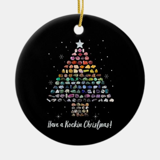 Heb een Rockin Christmas Crystal Gem Tree Rockhoun Keramisch Ornament (Voorkant)