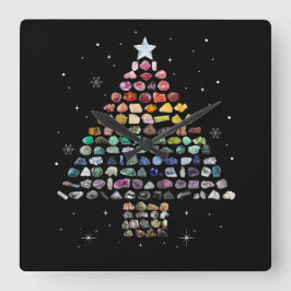 Heb een Rockin Christmas Crystal Gem Tree Rockhoun Vierkante Klok