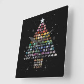 Heb een Rockin Christmas Crystal Gem Tree Rockhoun Vierkante Klok (Hoek)