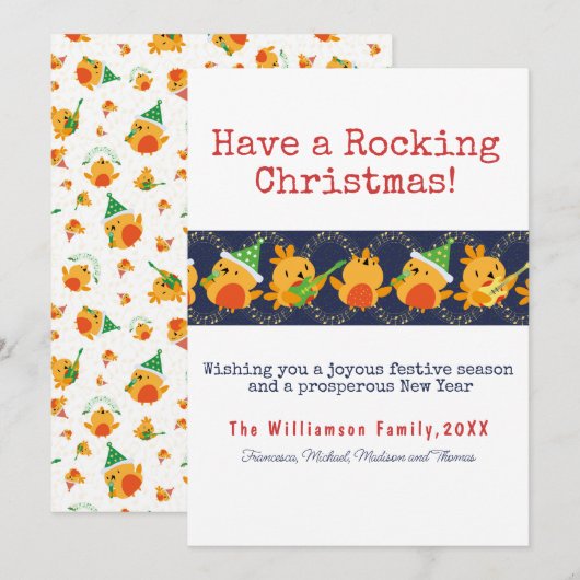 Heb een schommelende kerst zingen Robin Custom Feestdagenkaart (Voorkant / Achterkant)