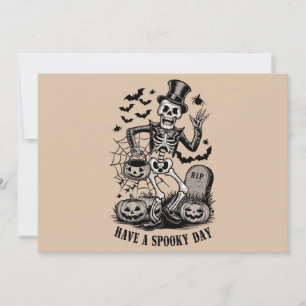 Heb een spookachtige dag Halloween Witch Skeleton Kaart