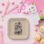 Heb een spookachtige dag Halloween Witch Skeleton Papieren Bordje (Feest)