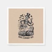 Heb een spookachtige dag Halloween Witch Skeleton Servet (Voorkant)