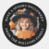Heb een spookachtige Halloween golvende border fot Ronde Sticker (Voorkant)